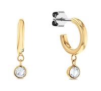 Ohrring-Set TOMMY HILFIGER "EARRING PACK", gelbgoldfarben, edelstahlfarben, kristallweiß, kristallweiß, Ohrringe, Damen, Edelstahl, mit Preciosa Crystal (21074960-0) gelbgoldfarben, edelstahlfarben, k