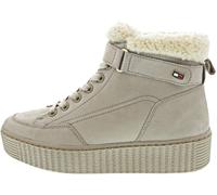 Tommy Hilfiger Damen Stiefeletten FAUX FUR NUBUCK LOW LACE-UP, sand, Gr. 39EU