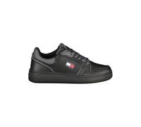 Plateausneaker TOMMY JEANS "TJW RETRO BASKET SNEAKER", Damen, Gr. 36, schwarz, Leder, unifarben, Sportlich, Schuhe, Freizeitschuh, Halbschuh, Schnürschuh mit geprägter Logoflagge (99439559-36) schwarz