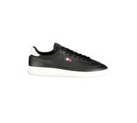 Sneaker TOMMY JEANS "THE GREENWICH EDGE CORE LTH", Herren, Gr. 45, schwarz-weiß (schwarz), Glattleder, Lederimitat, Textil, Schuhe Sneaker, Freizeitschuh, Halbschuh, Schnürschuh mit Lochmuster (669826
