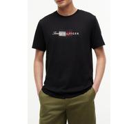 Tommy Hilfiger Script Flag Regular Black Größe: S | Bedruckte T-Shirts Outlet | Herren | Schwarz