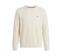 Strickpullover TOMMY HILFIGER "SEASONAL STRUCTURE CREW NECK", Herren, Gr. XL, weiß (ivory petal), Strick, Obermaterial: 100% Baumwolle, regular fit normal, Rundhals, Pullover Strickpullover, strukturi