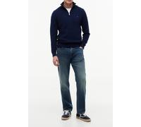 Strickpullover TOMMY HILFIGER "SEASONAL STRUCTURE ZIP MOCK", Herren, Gr. XXL, carbon navy, Strick, Obermaterial: 100% Baumwolle, regular fit normal, Rundhals, eingesetzt Rippbündchen, Pullover Strickp
