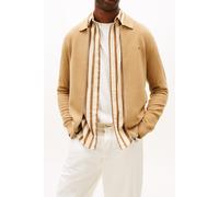 Cardigan TOMMY HILFIGER "SEASONAL STRUCTURE", Herren, Gr. L, safari canvas, Strick, Obermaterial: 100% Baumwolle, regular fit normal, Rippbündchen, Strickjacken Cardigan, strukturiert, mit Polokragen,