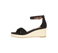 Tommy Hilfiger Damen Wedge Espadrilles Flag Criss-Cros Mid mit Knöchelriemen, Schwarz (Black), 38