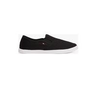 Slip-On Sneaker TOMMY HILFIGER "CANVAS SLIP-ON SNEAKER", Damen, Gr. 40, schwarz, Baumwolle, sportlich, Schuhe, Freizeitschuh, Schlüpfschuh, Slipper, Halbschuh, Flaggen-Stickerei (82052869-40) schwarz