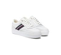 Tommy Hilfiger Damen Flatform Sneaker Stripes Platform aus Leder, Weiß (Ecru), 41