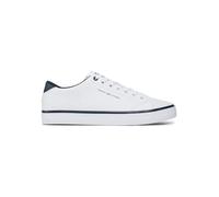 Sneaker TOMMY HILFIGER "TH HI VULC CORE LOW LEATHER ESS" Gr. 45, bunt (weiß, dunkelblau) Herren Schuhe Schnürhalbschuhe mit Kontrastbesatz an Ferse und Sohlenrand (19210567-45)