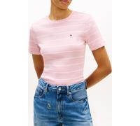 Tommy Hilfiger Slim Cody C-neck Ss Tee Fine Stp Bonita Pink/ecru Größe: S | Jeans Outlet | Damen | Rosa