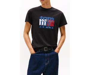 Tommy Hilfiger Slim Flag Shortsleeve Tee Black Größe: L | Bedruckte T-Shirts Outlet | Herren | Schwarz