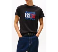 Tommy Hilfiger Slim Flag Shortsleeve Tee Black Größe: M | Bedruckte T-Shirts Outlet | Herren | Schwarz