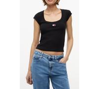 Tommy Hilfiger Slim Rib Badge Tee Black Größe: XL | Hemden Outlet | Damen | Schwarz