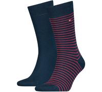 Tommy Hilfiger Herrensocken Doppelpack Uni/Ringel Blau Größe 39-42