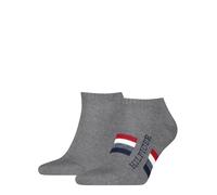 Sneakersocken TOMMY HILFIGER "TH MEN SNEAKER 2P HILFIGER TAB", Herren, Gr. 43-46, grau (mid grau melange), Baumwollmischung, normal, Socken Sneakersocken, Atmungsaktiv, Markenlogo (33648159-43) mid gr