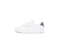 Sneaker TOMMY HILFIGER "TH COURT LTH DETAIL ESS", Herren, Gr. 44, weiß, blau, Leder, Lederimitat, Schuhe (78774753-44) weiß, blau
