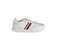 Tommy Hilfiger Damen Runner Sneaker Essential Runner Global Stripes aus Leder, Weiß (White), 38