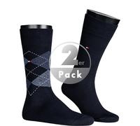 Tommy Hilfiger Herren Socken 2er-Pack Men Sock Check Karomuster Baumwollmischung Marine Gr. 43/46