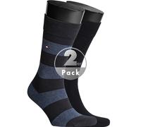 TOMMY HILFIGER Herrensocken Doppelpack Uni/Ringel dunkelblau Größe 39-42