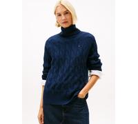 Tommy Hilfiger "SOFT WOOL CABLE ROLL-NK LS SWT" aus Wolle, Zopfmuster (65193410-XL) schwarz night navy