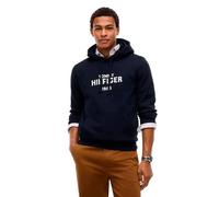 Hoodie TOMMY HILFIGER "HILFIGER STACK REGULAR FLEECE", Herren, Gr. XXL, blau (navy blau), Sweatware, Obermaterial: 64% Baumwolle, 36% Polyester, regular fit normal, Bündchen, Sweatshirts Hoodie (53119