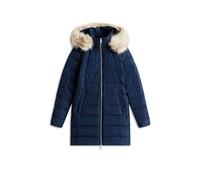 Steppmantel TOMMY HILFIGER "MW DOWN SLIM COAT WITH FUR", Damen, Gr. S (36), blau (schwarz night navy), Steppware, Obermaterial: 100% Polyester, unifarben, slim fit, Mäntel Steppmantel, mit Fellimitat,