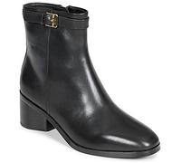 Stiefelette TOMMY HILFIGER "TH BUCKLE RIDING MID HEEL BOOTIE", Damen, Gr. 38, schwarz, Leder, Schuhe, Blockabsatz, Businesschuh in schmaler Form (57430838-38) schwarz