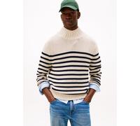 Tommy Hilfiger Relaxed Fit Strickpullover aus reiner Baumwolle Modell 'BRETON' in Sand, Größe XL