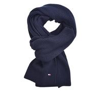 Tommy Hilfiger Strickschal Schal Cotton Cashmere Scarf Blau Navy 180 x 45 cm