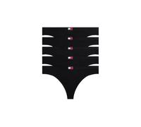 Tanga "5 PACK FLAG THONG", Damen, Gr. S (36), 5 Stk., schwarz (schwarz, schwarz, schwarz, schwarz, schwarz), Jersey, Obermaterial: 95% Baumwolle, 5% Elasthan, TOMMY HILFIGER UNDERWEAR, körpernah, Unte