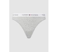 Tommy Hilfiger String UNDERWEAR – Baumwolle/Modal/Elasthan, hellgrau meliert, mit Logo – Damen M 38