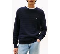 Rundhalspullover TOMMY HILFIGER "STRIPE STRUCTURE", Herren, Gr. S, blau (desert sky), Strick, Obermaterial: 100% Baumwolle, casual, regular fit, Rundhals, Langarm Rippbündchen, Pullover, regular fit,