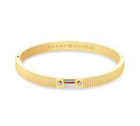 Armspange TOMMY HILFIGER "STRIPES", gelbgoldfarben, rot, weiß, blau, kristallweiß, kristallweiß, Armbänder, Damen, Edelstahl, Armspange, mit Glasstein - Emaille (96351437-0) gelbgoldfarben, rot, weiß,