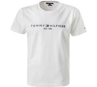 Tommy Hilfiger T-Shirt Herren Slim Fit Kurzarm Rundhals Baumwolle weiß, S