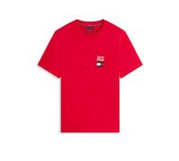 T-Shirt TOMMY HILFIGER "BRAND LOVE TEXT STACK", Herren, Gr. XXL, medium rot, Single Jersey, Obermaterial: 100% Baumwolle, unifarben, regular fit normal, Rundhals, eingesetzt abgesteppte Kante, Shirts