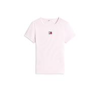 Kurzarmshirt TOMMY JEANS "TJW SLIM BADGE RIB TEE", Damen, Gr. M (38), pearly pink, Single Jersey, Obermaterial: 95% Baumwolle, 5% Elasthan, unifarben, slim fit normal, Rundhals, abgesteppt, Shirts, mi