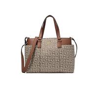 Tommy Hilfiger Tasche - Damen - Braun - Henkeltasche - Umhängetasche - Schultertasche - zusätzliche Seitentaschen - 35x20x10cm - TH Logo Metall - Damenhandtasche - WomenBag5967