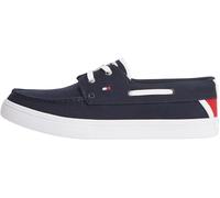 Bootsschuh TOMMY HILFIGER "TH BOAT VULC SNEAKER CANVAS", Herren, Gr. 45, dunkelblau, Baumwolle, Schuhe Bootsschuh, Schnürschuh, Halbschuh mit Kontrastbesätzen und Durchzügen (97479508-45) dunkelblau