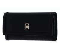 Geldbörse TOMMY HILFIGER "TH CITY COMPACT L FLAP WALLET" schwarz (black) Kleinlederwaren Geldbörsen mit goldenen Details (47757841-0)