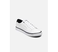 Sneaker TOMMY HILFIGER "TH HI VULC CORE LOW LEATHER ESS" Gr. 41, bunt (weiß, dunkelblau) Herren Schuhe Schnürhalbschuhe mit Kontrastbesatz an Ferse und Sohlenrand (19210567-41)
