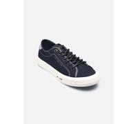 Sneaker TOMMY HILFIGER "TH HI VULC STREET CANVAS", Herren, Gr. 46, blau (dunkelblau), Textil, unifarben mit Farbeinsatz, Schuhe Sneaker, Freizeitschuh, Halbschuh, Schnürschuh mit Logoflag im Plateau (