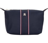 Kosmetiktasche TOMMY HILFIGER "TH ICON WASHBAG NYLON CORP", Damen, Gr. B/H/T: 29cm x 14,5cm x 13,5cm, blau (dunkelblau), Textil, Leder, Taschen, Reise, Damen Kulturbeutel mit Kontrastbesätzen in Tommy