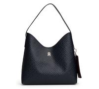 Schultertasche TOMMY HILFIGER "TH ICON SHOULDER BAG MONO", Damen, Gr. B/H/T: 27,5cm x 26cm x 11,5cm, dunkelblau, Lederimitat, Taschen Schultertasche, Damen Tragetasche, Shopper mit TH-Label (59877906-