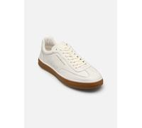 Sneaker TOMMY HILFIGER "TH LO LUX LTH", Herren, Gr. 43, weiß, Nappaleder, unifarben, Schuhe Sneaker, Freizeitschuh, Halbschuh, Schnürschuh mit honigfarbener Laufsohle (87847208-43) weiß