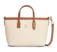 Tragetasche TOMMY HILFIGER "TH MONOPLAY MINI TOTE LE", Damen, Gr. B/H/T: 27cm x 17cm x 9cm, natur, braun, Leder, Lederimitat, Taschen, Damen Handtasche, Umhängetasche, Schultertasche mit TH-Allover-Dr