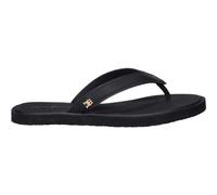 Zehentrenner TOMMY HILFIGER "TH SCANDI PREMIUM SUMMER SANDAL", Herren, Gr. 37, schwarz, Lederimitat, unifarben, Basic, Schuhe Zehentrenner, Strandschuh, Pool Slides, Dianette, Flat mit Logo-Emblem (67