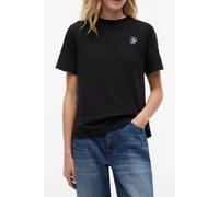 Kurzarmshirt TOMMY HILFIGER "TH SCRIPT REG C-NK SS TEE", Damen, Gr. S (36/38), schwarz, Single Jersey, Obermaterial: 95% Baumwolle, 5% Elasthan, unifarben, regular fit normal, Rundhals, eingesetzt abg