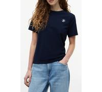 Kurzarmshirt TOMMY HILFIGER "TH SCRIPT REG C-NK SS TEE", Damen, Gr. L (42/44), schwarz night navy, Single Jersey, Obermaterial: 95% Baumwolle, 5% Elasthan, unifarben, regular fit normal, Rundhals, ein