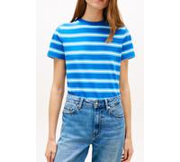 Tommy Hilfiger Damen T-Shirt Kurzarm Script Regular mit Rundhalsausschnitt, Blau (Preppy Stripe Blue Orbit/Frigid), M