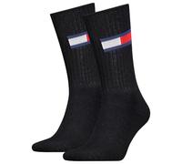 Socken TOMMY HILFIGER "TH UNI TJ SOCK 2P FLAG", Damen, Gr. 39-42, schwarz, Baumwollmischung, normal, Socken Socken, mit großem Logo (36755710-39) schwarz