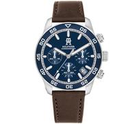 Tommy Hilfiger 1792163 TH85 Chronograph in Blau und Braun für Herren, Quarzuhrwerk, Gehäuse aus Edelstahl, wasserdicht bis 5 ATM, silber